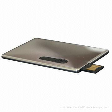 Metal Credit Card USB Flash Drives, 64MB-128GB Capacity